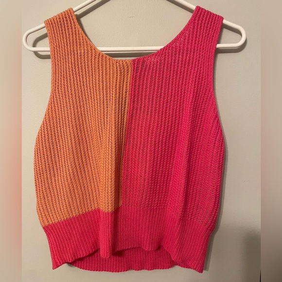 Lulu’s Double This Pink and Orange Color Block Knit Tank Top, Size L, NWOT - Picture 9 of 9